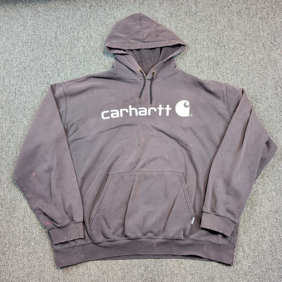 Carhartt Vintage Aesthetic Hoodie 2XL Black Faded Distressed Workwear Streetwear — photo 2